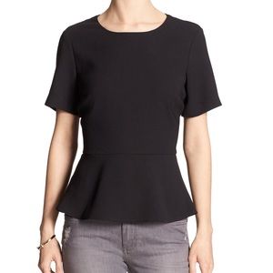 EUC Banana Republic Black short sleeve peplum top.